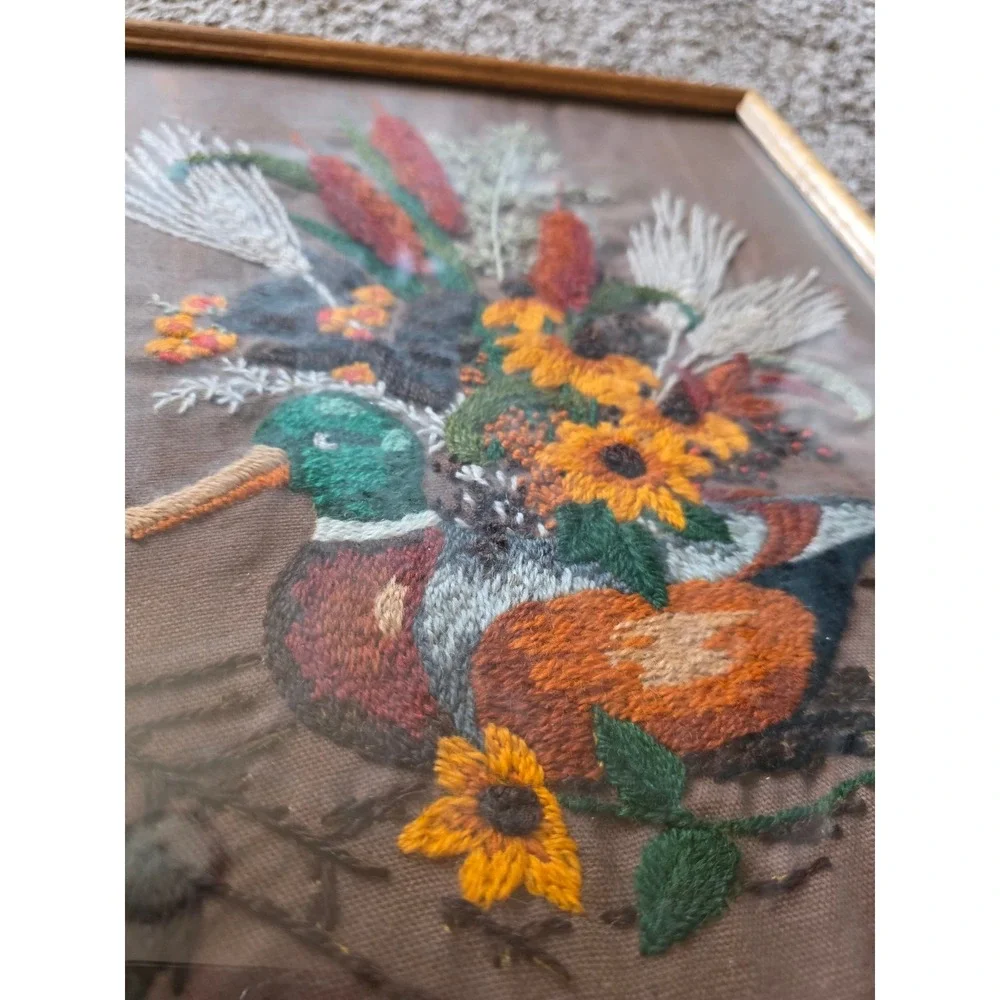 Vintage 1970's Embroidery Duck Crewel